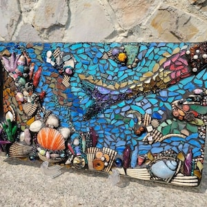 Mermaid Mosaic Glass Panel, Ocean Sea Scape, Nautical Home Decor - Etsy