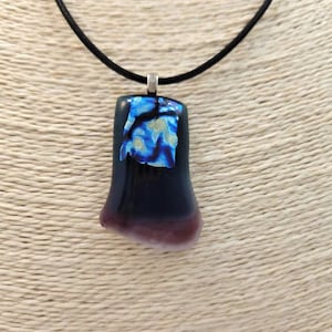 Dichroic Fused Glass Pendant Necklace, Purple Blue And Silver, Jewelry, Romance, Woman's Gift, Prom, Hippie, Boho, Sparkle, Vibrate Color image 1