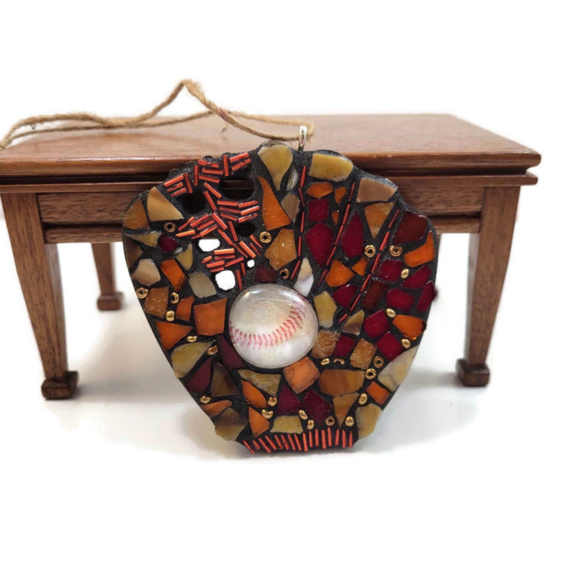 Mosaic Baseball Glove Ornament Christmas Stained Glass Etsy