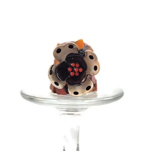 Mosaic Thimble, Orange Stained Glass Mosaic Thimble With Vintage Jewelry, Thimble Collector, Glass Thimble,  Seamstress Gift, Art Thimble