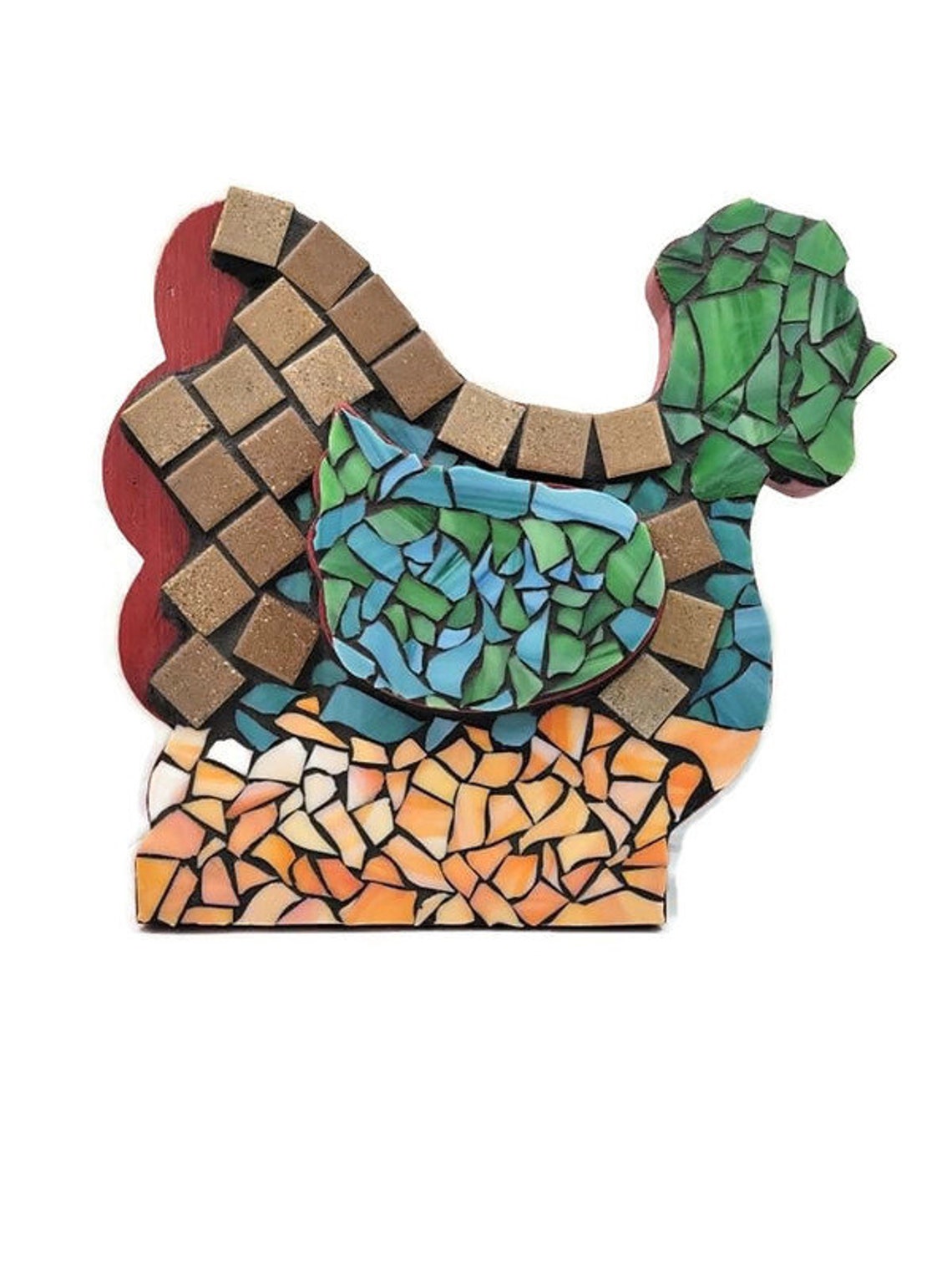Stained Glass Mosaic Rooster Wall Hanging Chicken Farm Etsy