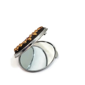 Mosaic Oval Double Sided Mirror Compact With Fused Glass And Gold Tone Beads, Mirror, Make Up Compact Mirror, Purse Mirror, Christmas Gift image 7