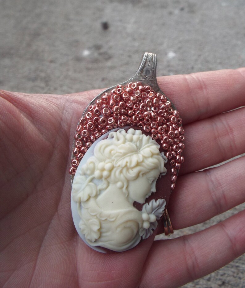 Large Spoon Jewelry Cameo Jewelry Art Pendant Victorian Etsy
