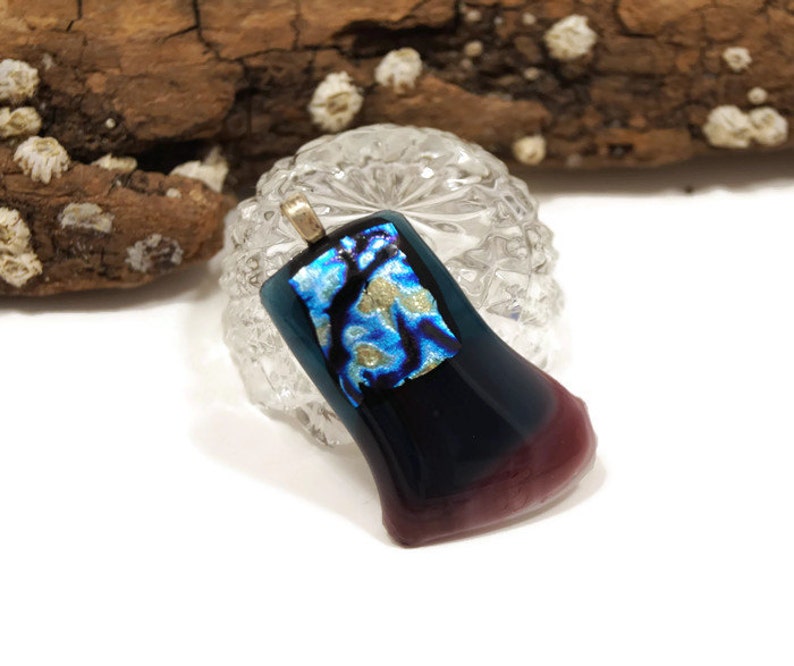 Dichroic Fused Glass Pendant Necklace, Purple Blue And Silver, Jewelry, Romance, Woman's Gift, Prom, Hippie, Boho, Sparkle, Vibrate Color image 7