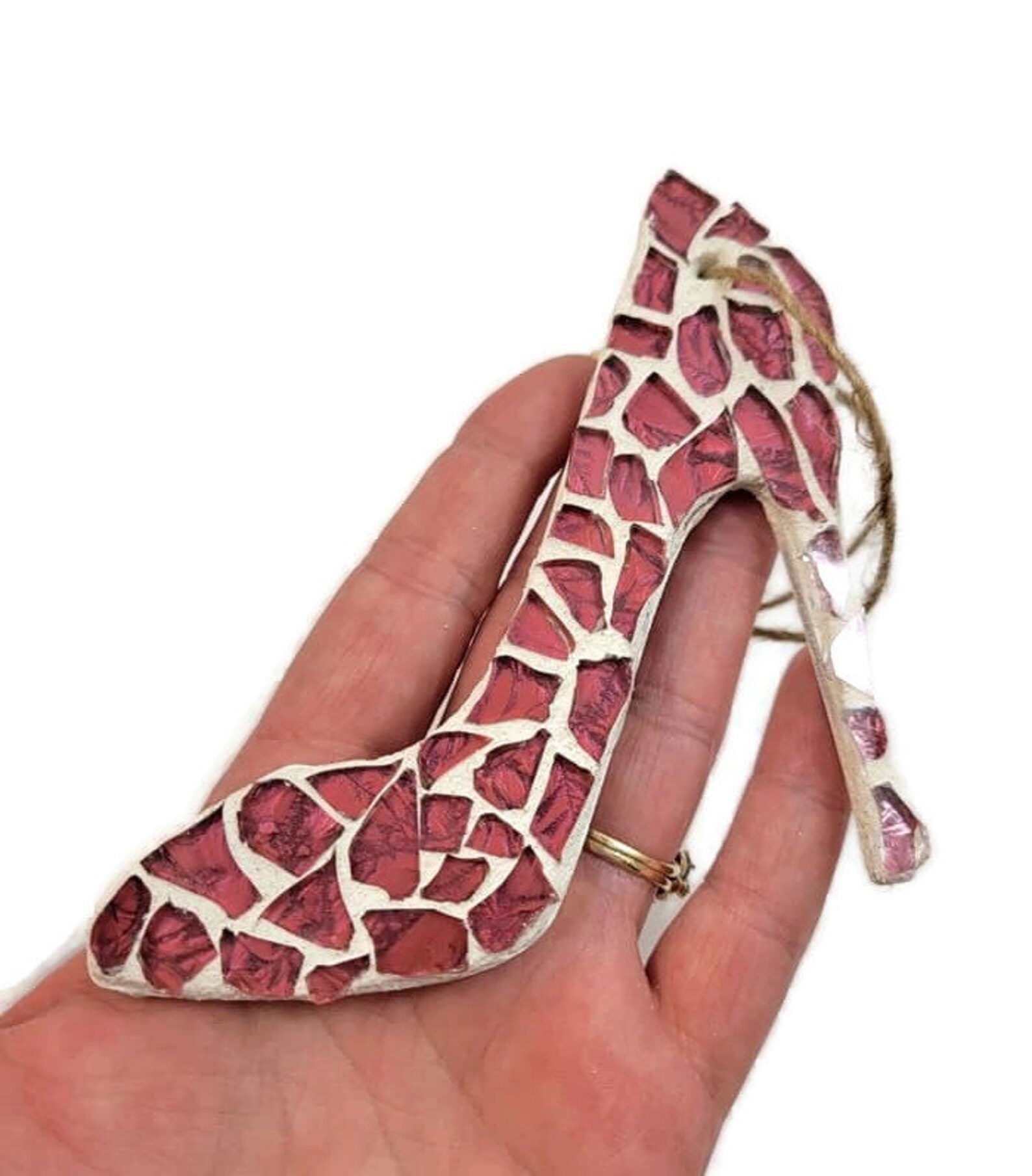 Mosaic Christmas Tree Ornament High Heel Shoe Ornament Red Etsy