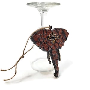 Mosaic Boho Asian Elephant With Vintage Jewelry Head Piece, Christmas Ornament, Stained Glass, Holiday, Gift Idea, Home Decor, Hippie Art image 8