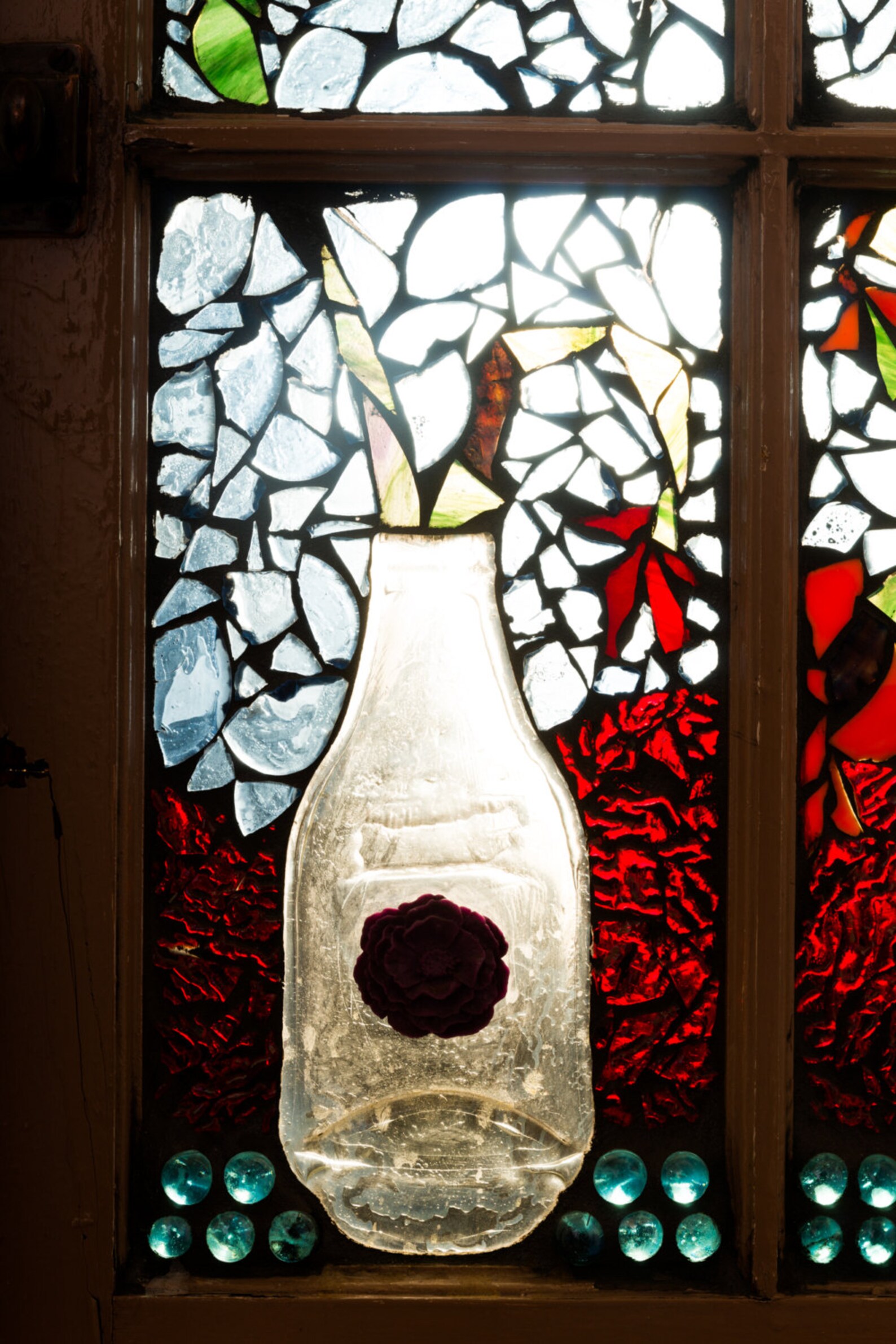 Mosaic Window Vases and Flowers Stained Glass Window Home Etsy