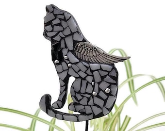 Loss Of A Pet Cat With Wings Plant Pick Mosaic Feline Angel Plant Stake Potted Plant Garden Decor Indoor Outdoor Remembrance Garden Marker