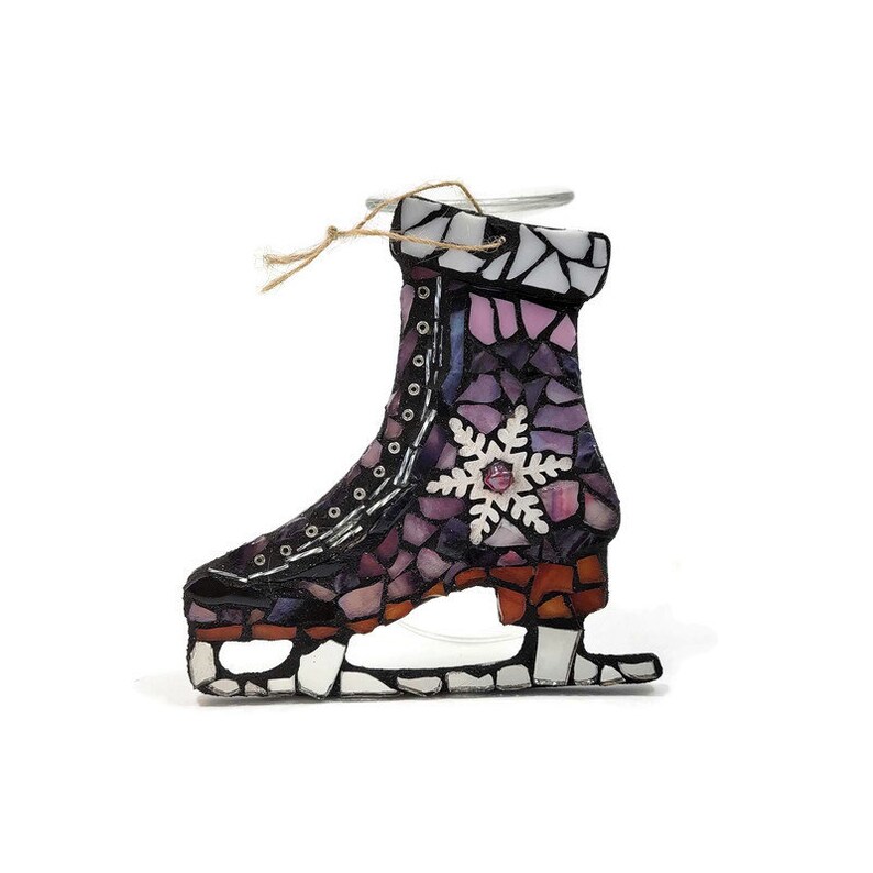 Mosaic Ice Skate Ornament Christmas Tree Ornament Snow Etsy