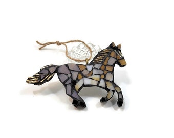 Mosaic Horse Ornament, Miniature Horse, Horse Christmas Ornament, Horse Lover, Stained Glass Horse, Birthday Mother's Day Gift, Country Life