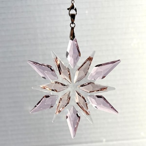 Pink Snowflake SunCatcher, Bohemian Crystal Christmas Decor, RainbowMaker