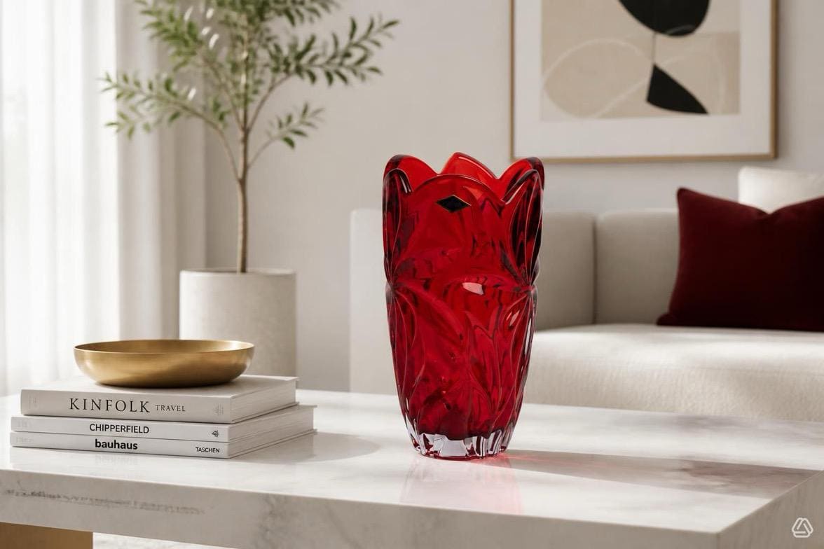 Red Crystal Vase - Etsy