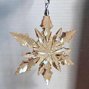 Champagne Snowflake SunCatcher, Bohemian Crystal Christmas Decor, RainbowMaker