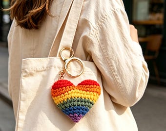 Handmade Crochet Keychain, Rainbow Clover Starfish Bag Charm, Back To School Pride Grad Small Gift For Teens Friends