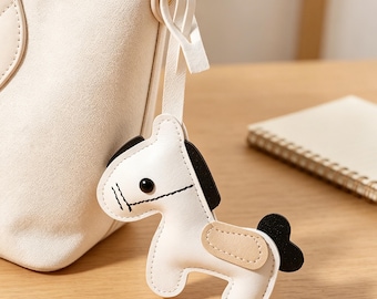 Cute Leather Pony Keychain, Minimalist Backpack Charm, Daughter Gift Back to School