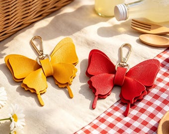 Faux Leather Butterfly Keychain, Layered Butterfly Bag Charm, Cute Purse Accessory, Birthday Gift For Her