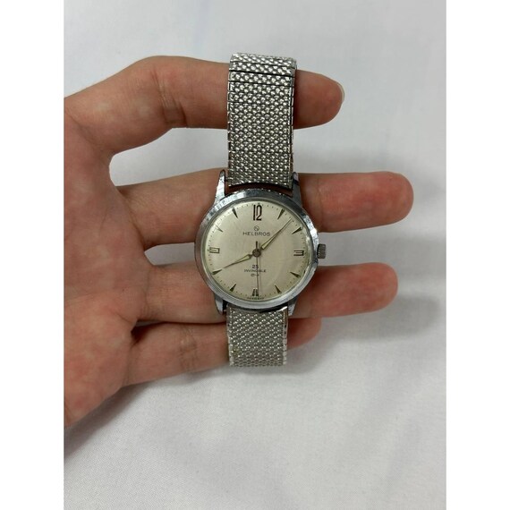 Vintage Helbros 25 Jewel Invincible Mechanical Men's Watch Germany Stretch Band