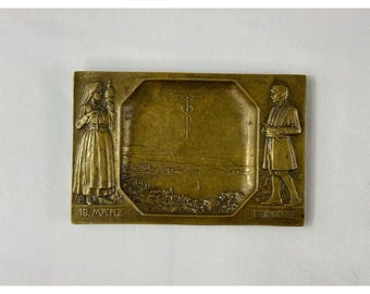 1909 Berndorf Austria Krupp Bronze Brass Plaque Tray 18 Marz