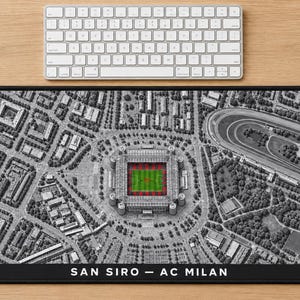 San Siro Stadium aerial map Desk Mat | AC Milan soccer stadium mousepad