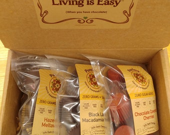 Keto Meltaways Gift Box - Smooth dark chocolate covered macadamia, hazelnut and cherries sweetened with pure stevia extract