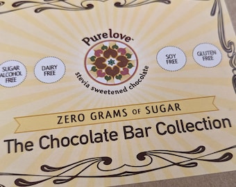 Stevia Chocolate Bar Collection 11 Pack - Zero sugar, Low carb, Vegan, Keto friendly