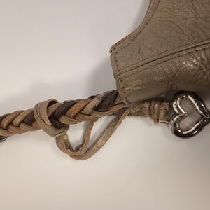 BRIGHTON Metallic Gold Leather Hobo Shoulder Bag Braided Strap Silver Heart Charm image 5