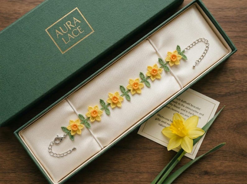 Daffodil Bracelet Crochet Pattern, Micro Crochet Daffodil Flower ...