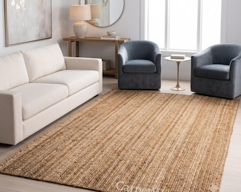 Tapis tressé en jute naturel : Tapis bohème, tapis sur mesure