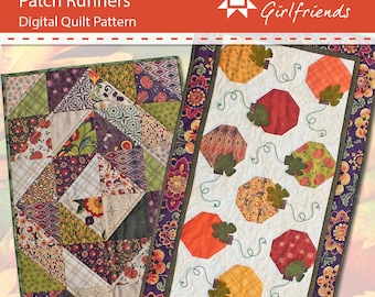 Pobierz cyfrowo uroczy wzór bieżnika na stół z dynią, łatwy wzór, zestaw bloków z zawieszkami „Zbiory, Jesień, Święto Dziękczynienia”