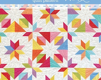 Digital Download Confetti Star Quilt Pattern, Quilt Pattern for Beginners, Easy Traditional and Modern Quilt Pattern by Material Girlfriends