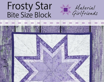 Digital Download, Frosty Star Bite Size Pattern by Material Girlfriends, January Mini Block,