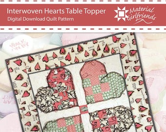 Herzchen verwobene Herzen Muster, einfach, anfängerfreundlich, Tischdecke, Valentinstag, Valentinstag / Kleeblatt