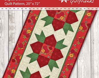 Weathervane Flowers Runner Quilt-Muster von Material Girlfriends, einfach, schnell, lustig und kleines Quilt-Projekt zum Selbermachen!
