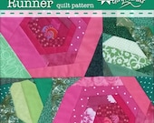 Digital Download Round Rosie Runner Quilt Pattern by Material Girlfriends, easy quilt pattern, table runner, Scrap Buster, improv log cabin