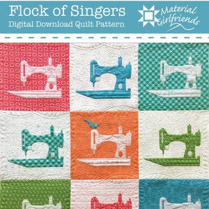 Digitaler Download Flock of Singers Quit Pattern / Easy Quilt Anleitung mit Singer Federgewicht Applikation Wandbehang oder Tischläufer