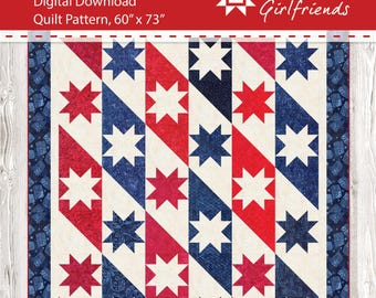 Digitaler Download Stars and Banners Quilt Anleitung von Material Girlfriends