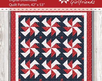 3YD Yankee Quilt Pattern von Material Girlfriends, Quilten, Quilten, Schnell, Spaß, Drei-Yard-Quiltmuster, Yankee Puzzle Block Vaterländischer Quilt