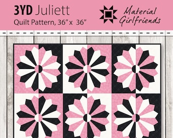 Digital Download 3YD Juliett by Material Girlfriends, Dresden Plate quilt pattern for Baby, Wall, or Table Topper quilt, Video Tutorial!