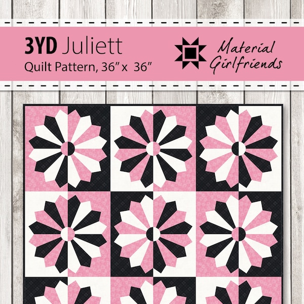 Digital Download 3YD Juliett by Material Girlfriends, Dresden Plate quilt pattern for Baby, Wall, or Table Topper quilt, Video Tutorial!