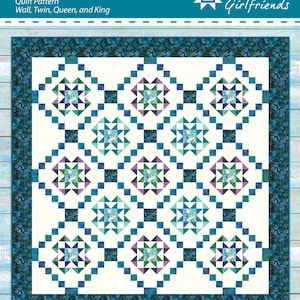 Digital Download Deep Reflections Quilt Pattern by Material Girlfriends, Multiple layouts, Baby/Wall, Twin, Full/Queen, King sizes