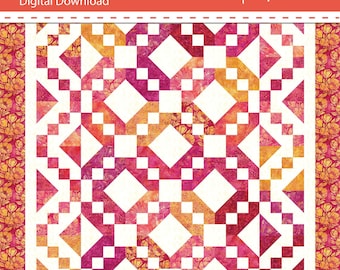 Digital Download Quiddling Quilt Pattern by Material Girlfriends, 10in Square and Beginner Friendly, Fun, Easy with Multiple Layout Options