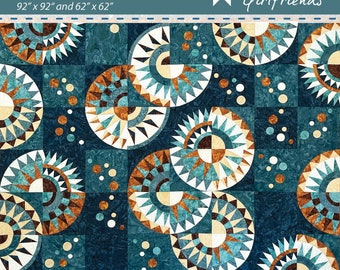 Digital Download Summer on the Delta Quilt Pattern, Paper-pieced and Appliqué Pattern, King and Throw sizes, Traditional yet Modern Pattern
