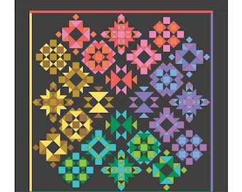 Digital Download Quilters Color Therapy - The Use of Color Psychology in Quilting, Queen size Quilt Pattern, by Material Girlfriends, BOM