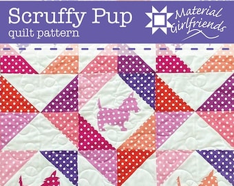 Digital Download Scruffy Pup Quilt Pattern, Easy Baby Quilt Pattern, Fat Quarter Friendly, AccuQuilt Friendly, Puppy Dog Quilt Pattern