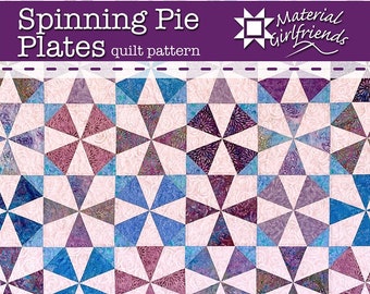 Digital Download Spinning Pie Plates / Layer Cake 10" Square Pattern/kaleidoscope quilt block/ no templates or foundation piecing