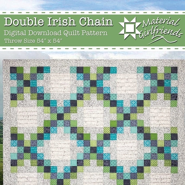 Digital Download Double Irish Chain Quilt Pattern / Traditional block with a Modern twist/ throw quilt pattern/ beginner easy quilt pattern/
