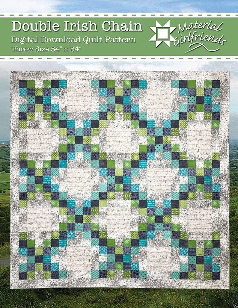 Digital Download Double Irish Chain Quilt Pattern / Traditional block with a Modern twist/ throw quilt pattern/ beginner easy quilt pattern/ image 1