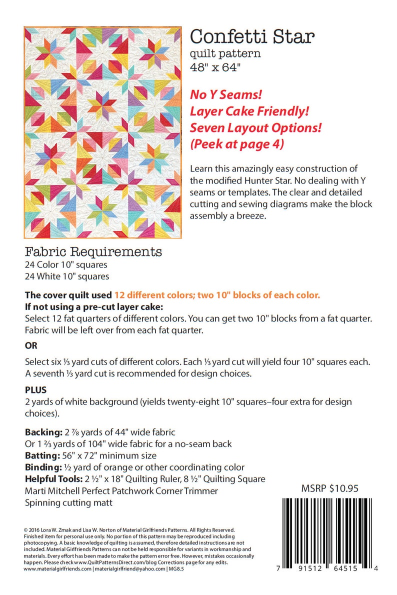 Confetti Star Quilt Pattern PDF download Etsy