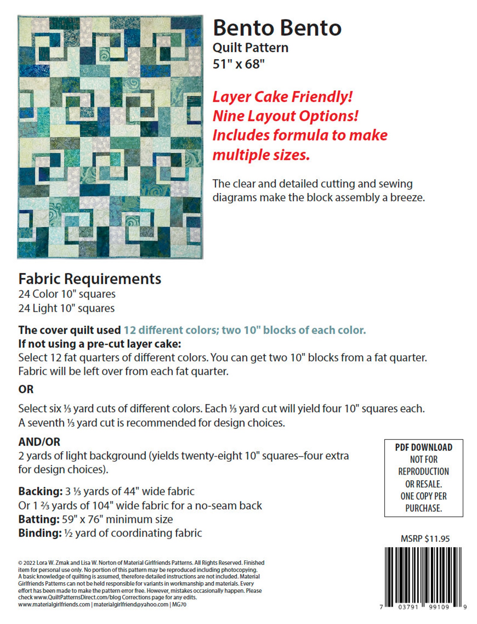 Digital Download Bent Bento Quilt Pattern /modern Easy and Etsy