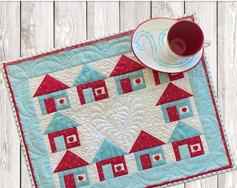 Digital Download My Little Cottage quilt pattern by Material Girlfriends, easy, fast, fun, and small quilt project to make!